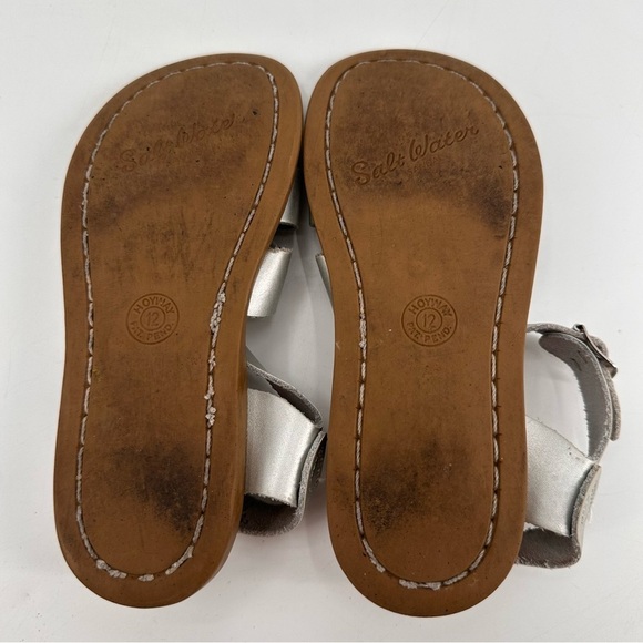 Saltwater Silver Sandals Kids Girls Size 12 - Picture 3 of 3
